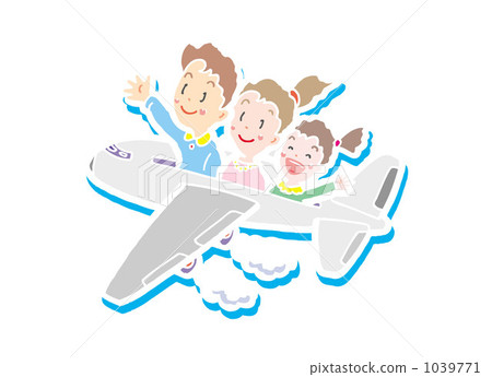 stock illustration: families, family, air plane