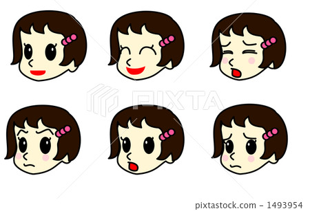 图库插图: 女孩的脸图(情绪和快乐)