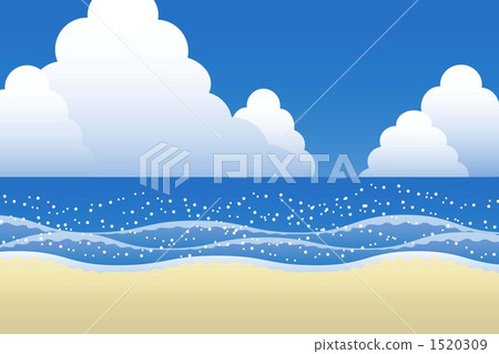 stock illustration: surface of the sea, hot, sand beach