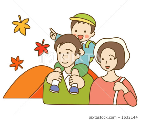 stock illustration: autumn leaf viewing, parenthood, parent and