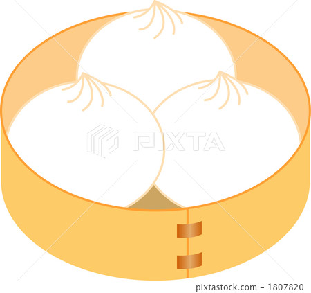 stock illustration: steamed bun with meat filling, meat buns