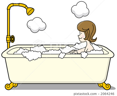 stock illustration: a woman in a bathtub