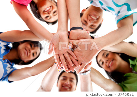 photo : team with hands together