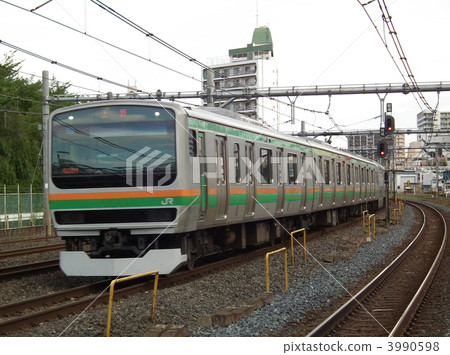 stock photo: e231 series, commuter train, metropolitan area