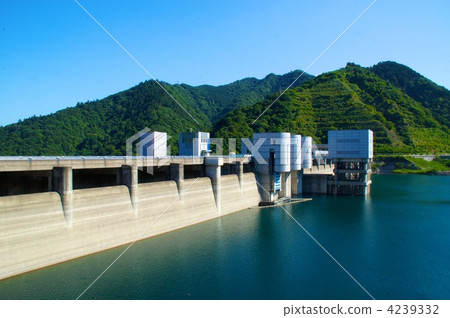 stock photo: miyagase dam, lake miyagase, dam