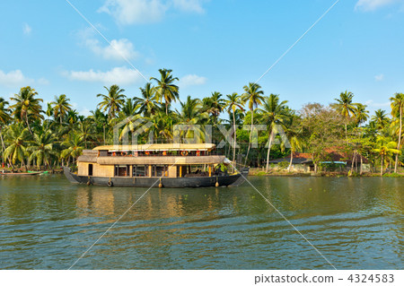 houseboat on kerala backwaters, india