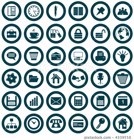 图库插图: business and office icon set