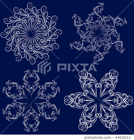 Set Of Four Snowflakes Stock Illustration Pixta