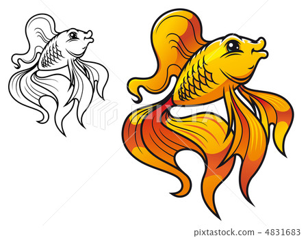 图库插图: cartoon golden fish