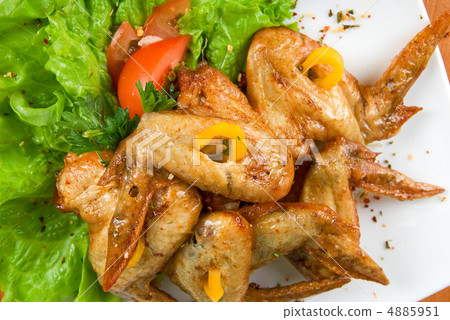 stock photo: roasted chicken wing