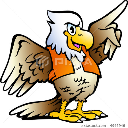 hand-drawn vector illustration of an pointing eagle