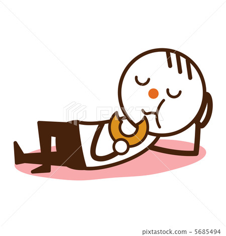 插图素材 线画男性打盹 查看全部