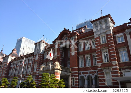 red brick station building, train station, station building