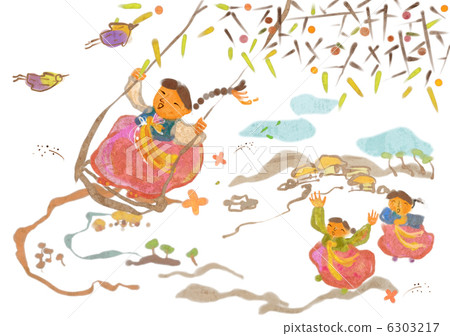 stock illustration: person, swings, woman