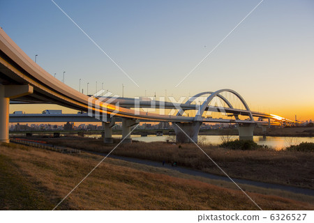 stock photo: burning five-color cherry tree bridge