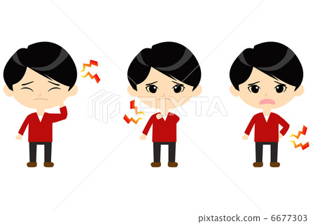 stock illustration: headache, backache, lower back pain