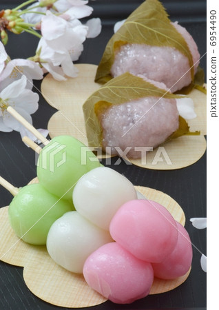 stock photo: japanese cake with cherry-blossom view