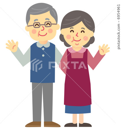 stock illustration: grand parent, grandparent, husband and wife