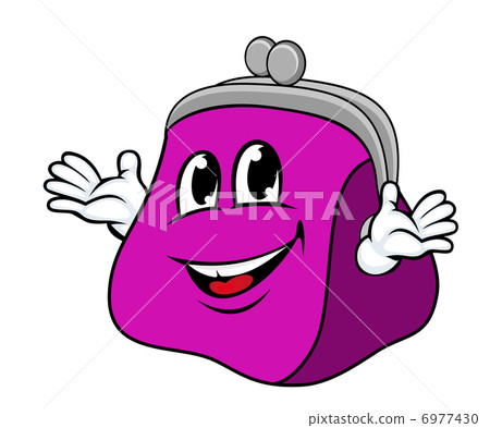 插图素材: smiling cartoon purse with hands