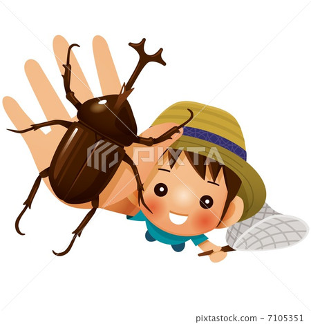 rhinoceros beetle, young boy, insect locust