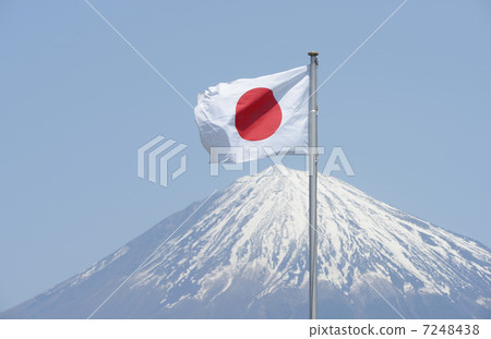 mt fuji, japan, flag