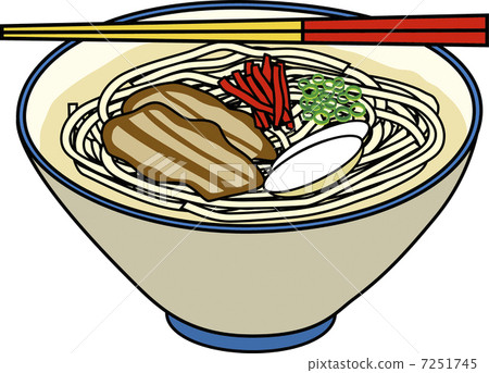illustration : foodstuff, okinawan soba, soki soba