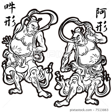 illustration : guardian deity, buddha statue, guardian dogs