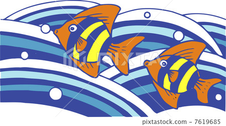 tropical fish, scenics, illustration