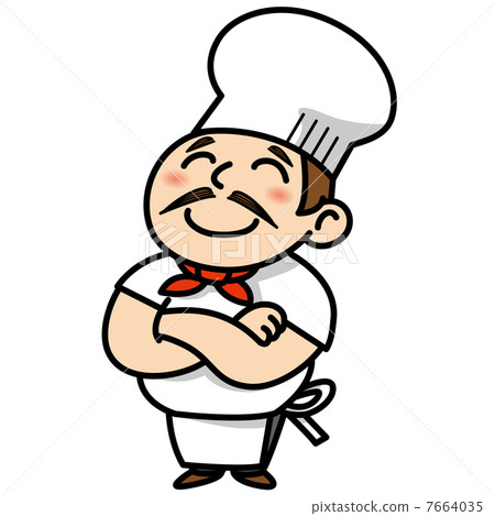 stock illustration: cook, arms folded, store manager