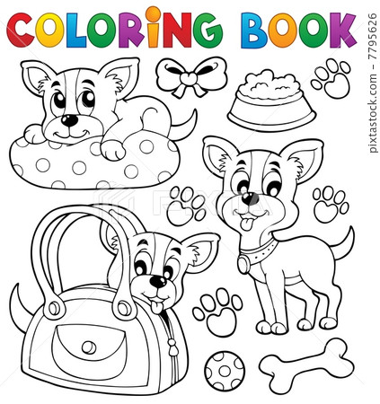 插图素材: coloring book dog theme 8