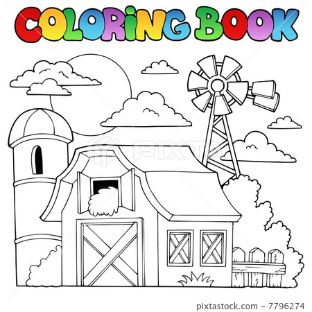 插图素材: coloring book farm theme 1