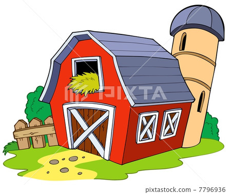 图库插图: cartoon red barn