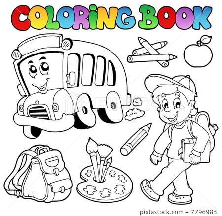 插图素材: coloring book school cartoons 2