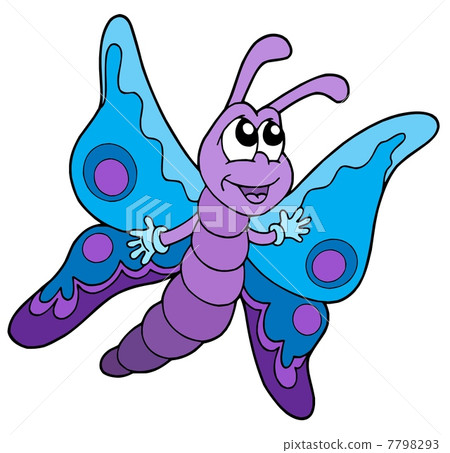 插图素材: cute blue and purple butterfly vector illustration