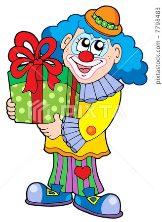 图库插图: party clown with gift