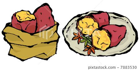图库插图: 烤红薯 点心 小吃