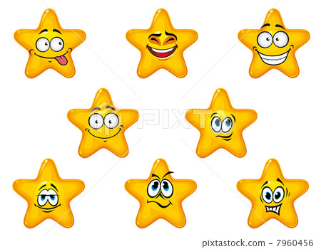 插图素材 yellow stars with happy emotions