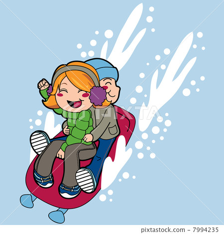 stock illustration: sled ride