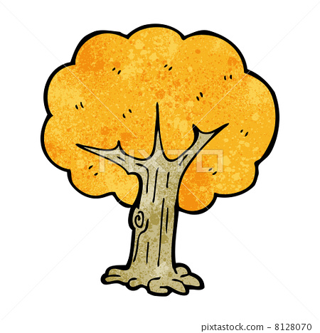 图库插图: cartoon tree in fall