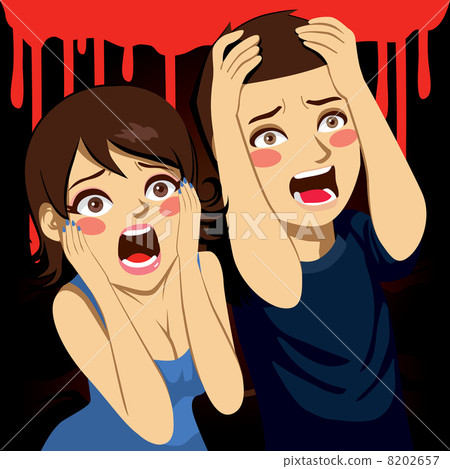 插图素材: scared couple screaming