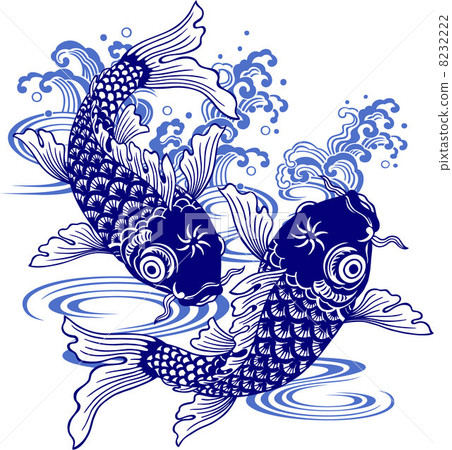 图库插图: 鲤鱼 矢量 日本画