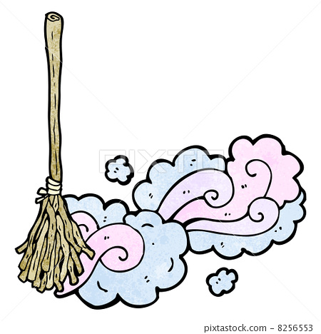 图库插图: cartoon magic broom sweeping