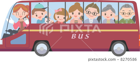 stock illustration 6 people family bus tour guides