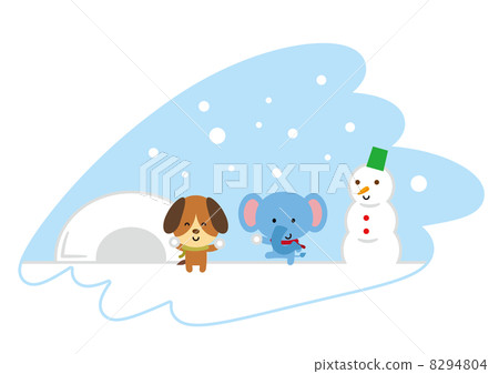 随风飘飞 雪球大战 一只动物