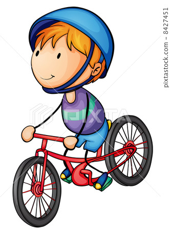 插图素材: a boy riding on a bicycle