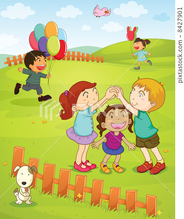 插图素材: kids playing in the park