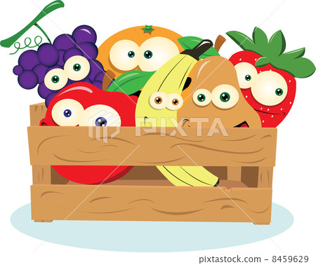 插图素材: funny fruit in a box