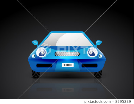 blue sports car icon front view