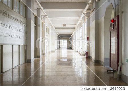 school building, passage, hallway
