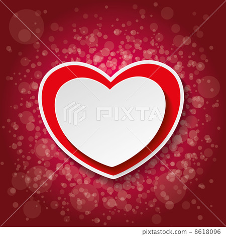 illustration : red paper heart bubbles dark red background